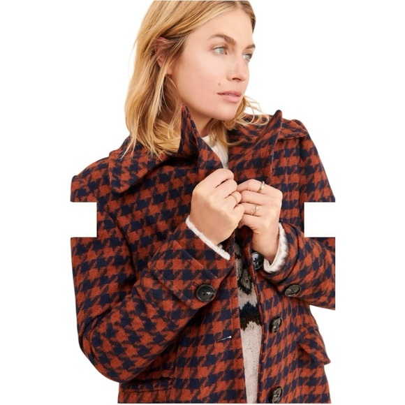 FRENCHMAUVE Gaia Coat Houndstooth topcoat boho flair Size Small fits like medium - Picture 4 of 11